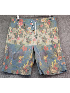 LRG Swim Trunks Men Large Board Shorts Floral Lion y2k